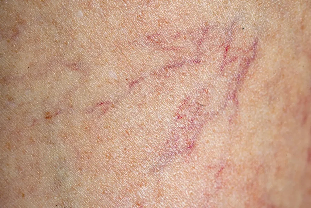 Comparación visual de la piel con telangiectasias- clinica de dermalogia robotica