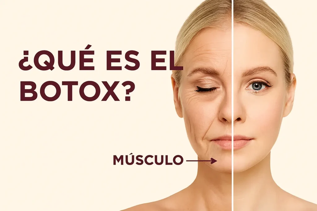 Imagen explicativa de qué es el botox con un diagrama muscular- clínica de dermatología robótica