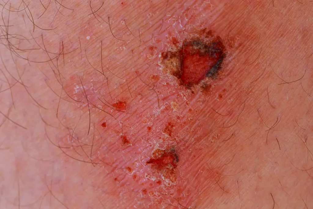 manchas de sol | Clínica de Dermatología Robótica Representación gráfica del cáncer de piel causado por la radiación solar