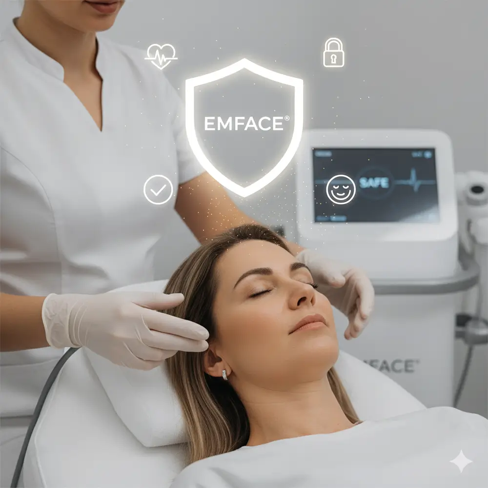cómo rejuvenecer el rostro | Clínica de Dermatología Robótica consulta dermatológica recibiendo tratamiento EMFACE para rejuvenecimiento facial- clinica de dermatologia robotica