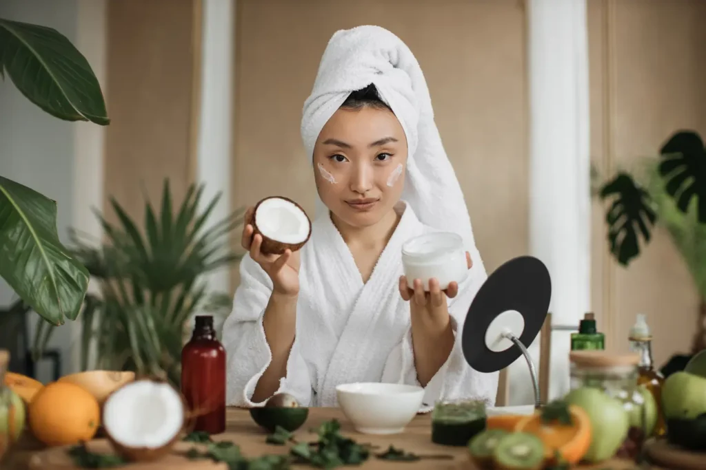 aceite de coco | Clínica de Dermatología Robótica Exfoliante de aceite de coco y azúcar en recipiente de vidrio - clinica de dermatología robótica